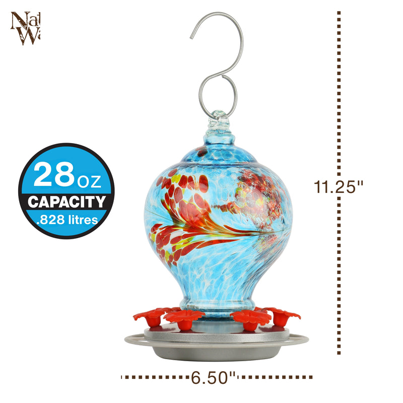 Load image into Gallery viewer, Sunny Day Artisan Handblown Glass Gravity Hummingbird Feeder