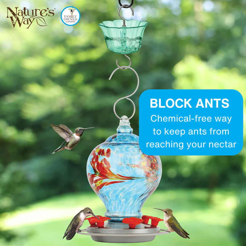 Load image into Gallery viewer, 4-Pack Teal Hummingbird Feeder Ant Moat
