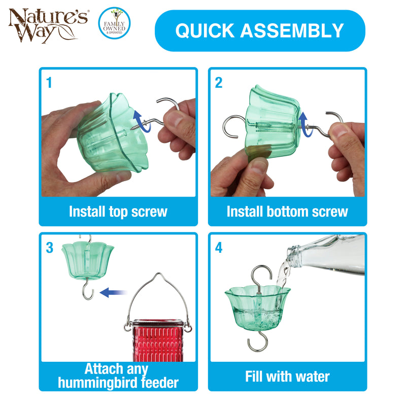 Load image into Gallery viewer, 4-Pack Teal Hummingbird Feeder Ant Moat