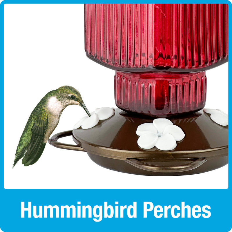 Load image into Gallery viewer, Crimson Carnation Antique Glass Gravity Hummingbird Feeder