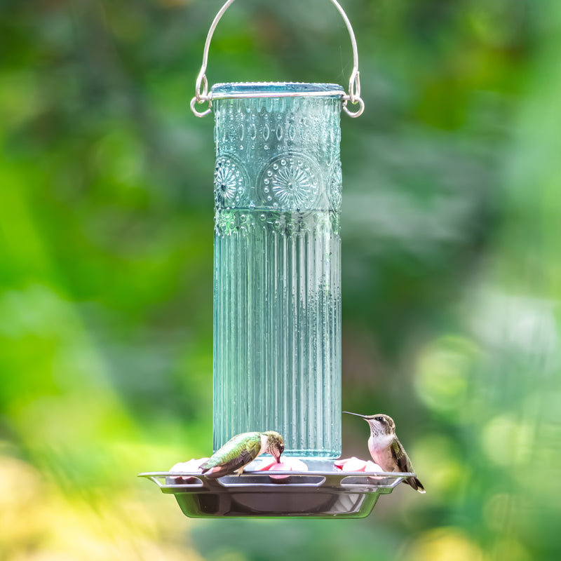 Load image into Gallery viewer, Antique Glass Gravity Hummingbird Feeder