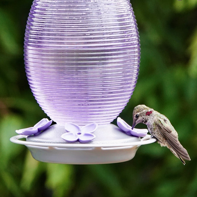 Load image into Gallery viewer, Lilac Dreams Antique Glass Gravity Hummingbird Feeder