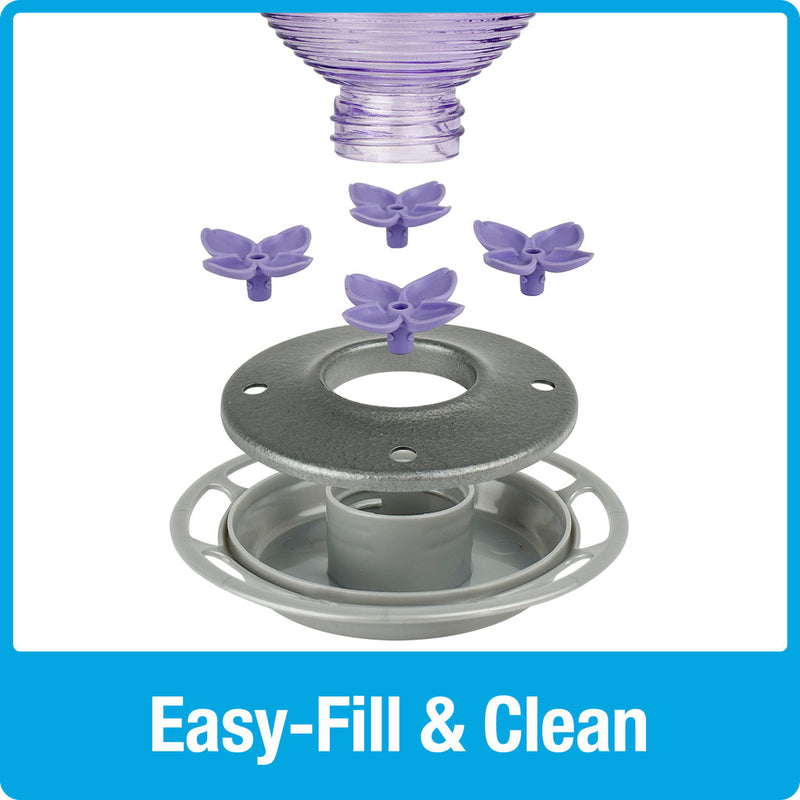 Load image into Gallery viewer, Lilac Dreams Antique Glass Gravity Hummingbird Feeder