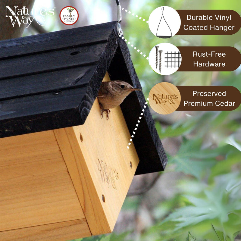 Load image into Gallery viewer, Traditional Cedar Wren House with Clean-Out Door