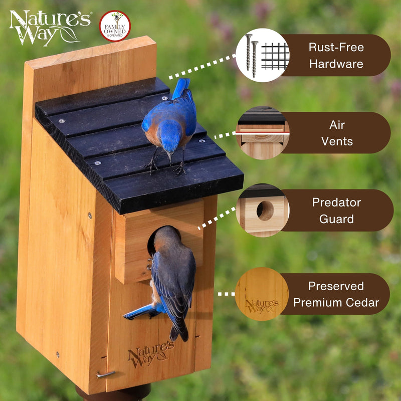 Load image into Gallery viewer, Cedar Bluebird House with Clean-out Door and Predator Guard