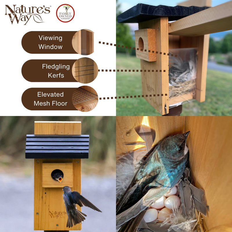 Load image into Gallery viewer, Cedar Bluebird House with Viewing Window and Clean-Out Door