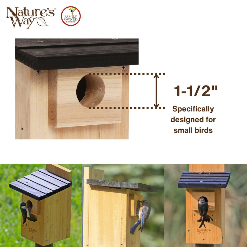 Load image into Gallery viewer, Cedar Bluebird House with Viewing Window and Clean-Out Door