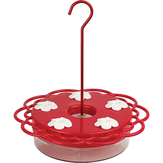 2-in-1 Plastic Dish Hummingbird Feeder - 13 oz - Red (Model