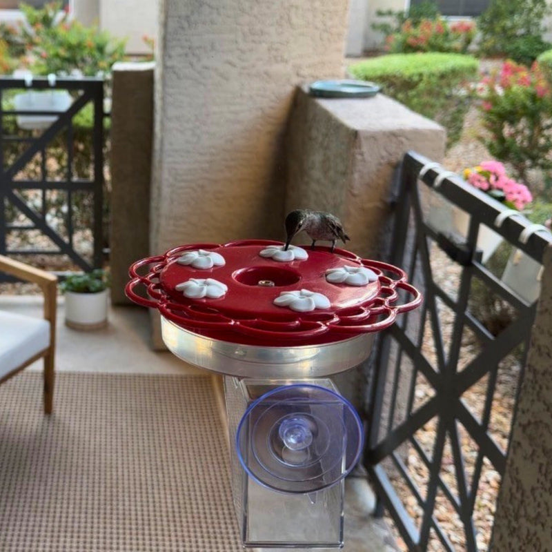 Load image into Gallery viewer, 2-in-1 Red Plastic Hanging Dish or Window Mount Hummingbird Feeder