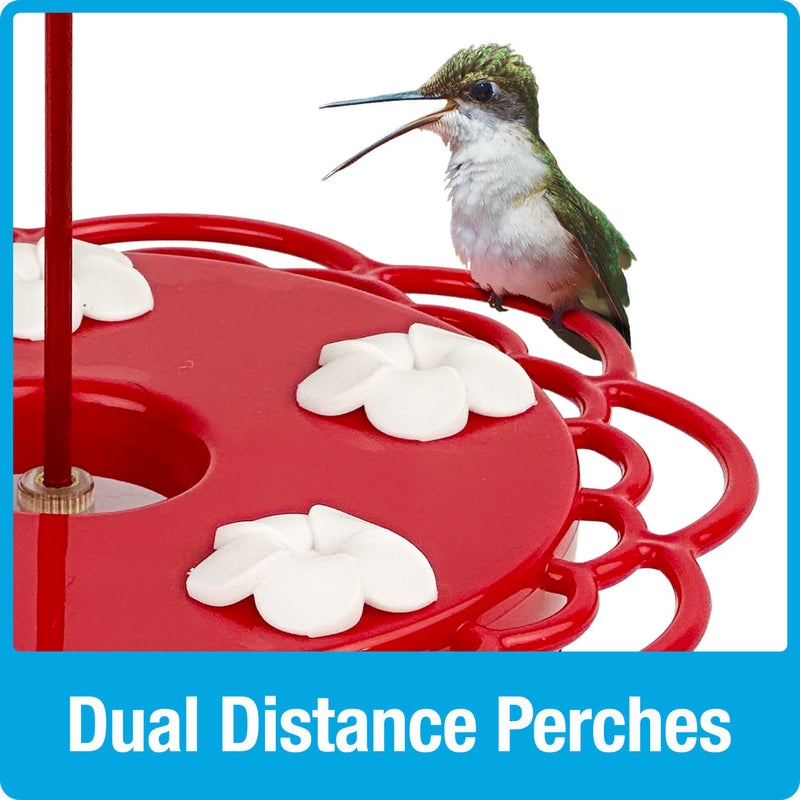 Load image into Gallery viewer, 2-in-1 Plastic Dish Hummingbird Feeder - 13 oz - Red (Model# DDHF0-2N1)
