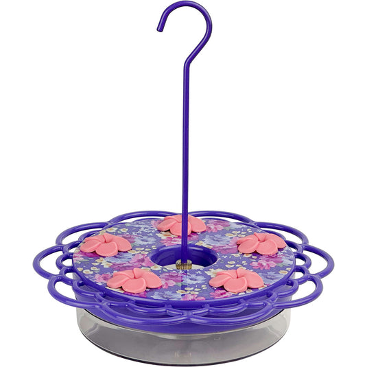 Petunia Passion Plastic Dish Hummingbird Feeder - 13 oz - Purple (Model# DDHF1)