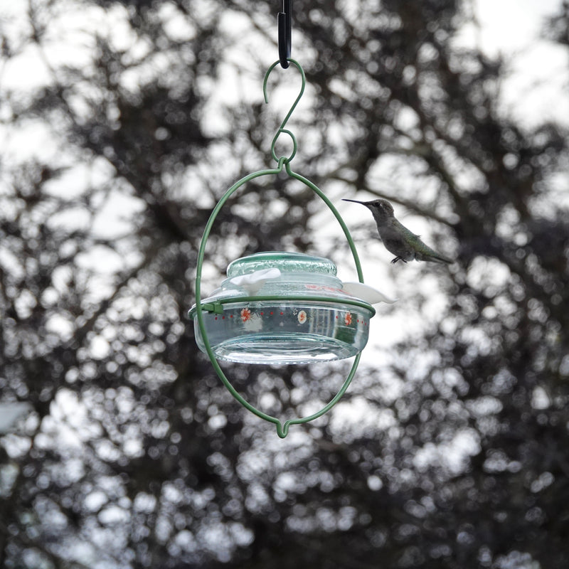 Load image into Gallery viewer, Decorative Glass Top-Fill Hummingbird Feeder - Gardenia Bouquet