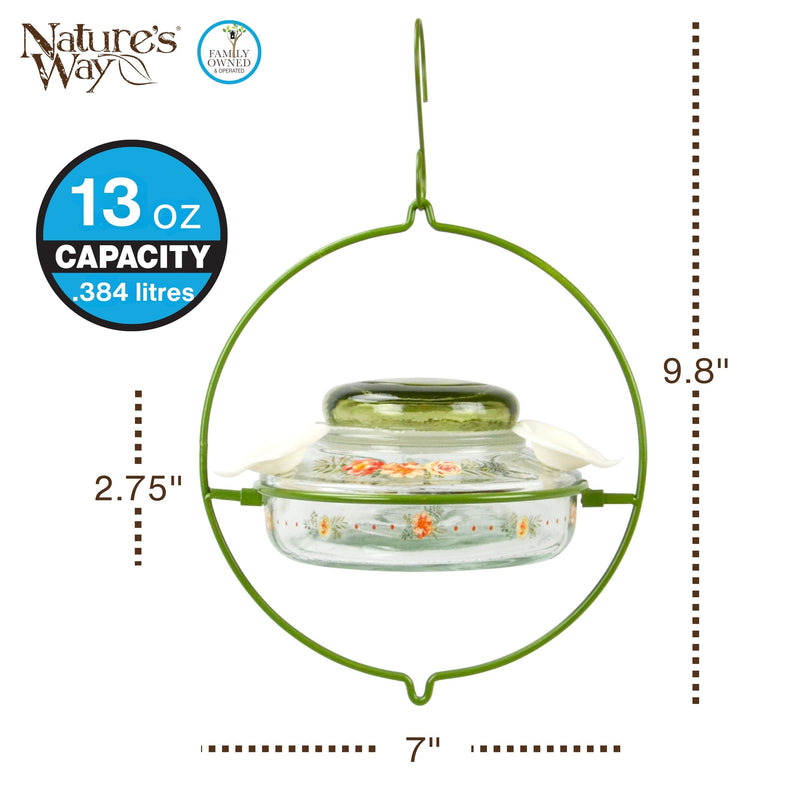 Load image into Gallery viewer, Decorative Glass Top-Fill Hummingbird Feeder - Gardenia Bouquet