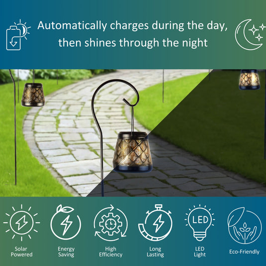 Solar LED Stake Lantern with Shepherd Hook