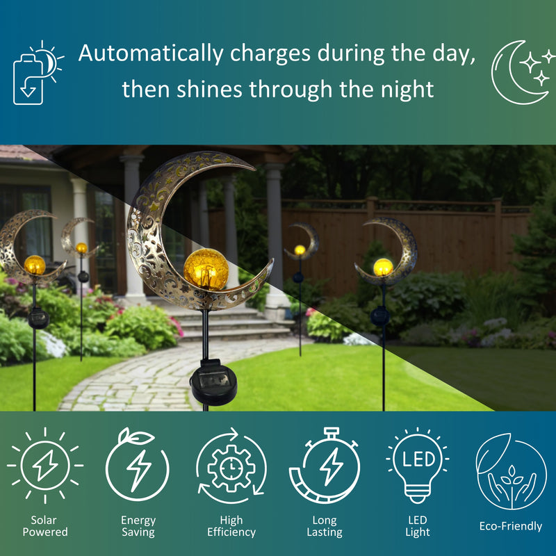 Load image into Gallery viewer, Solar LED Crescent Moon Garden Light