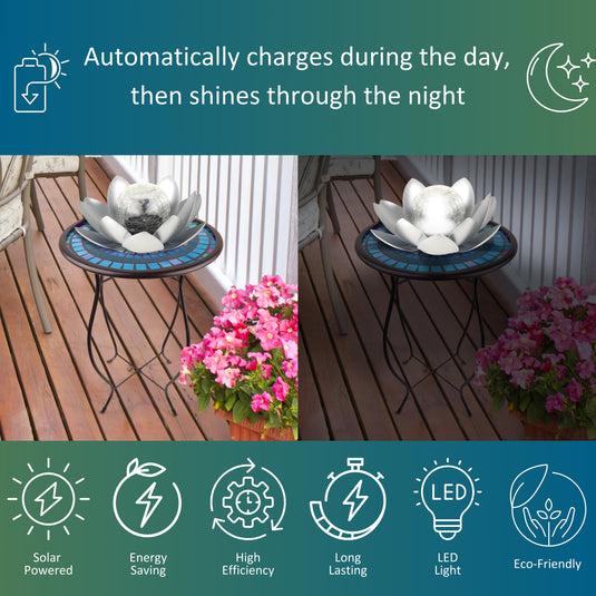 Lotus Flower Solar LED Garden Light - Silver