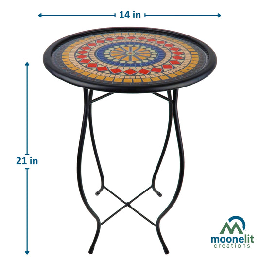 Mosaic Glass Accent Side Table & Plant Stand - Red