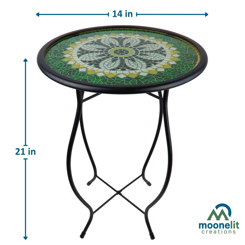 Load image into Gallery viewer, Mosaic Glass Accent Side Table & Plant Stand - Green