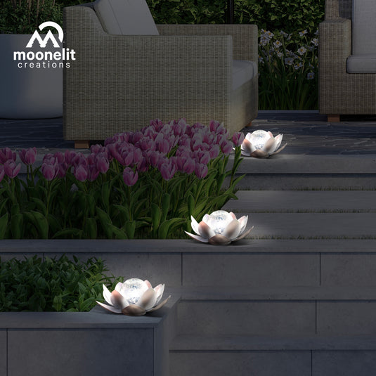 Lotus Flower Solar LED Garden Light - Silver