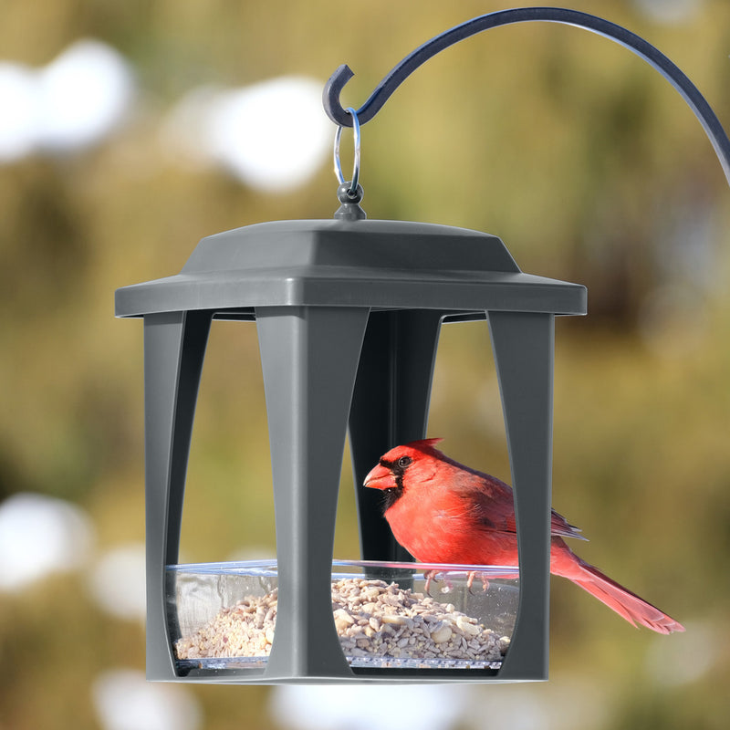 Load image into Gallery viewer, Dine-in Hanging Plastic Fly Through Bird Feeder - Grey