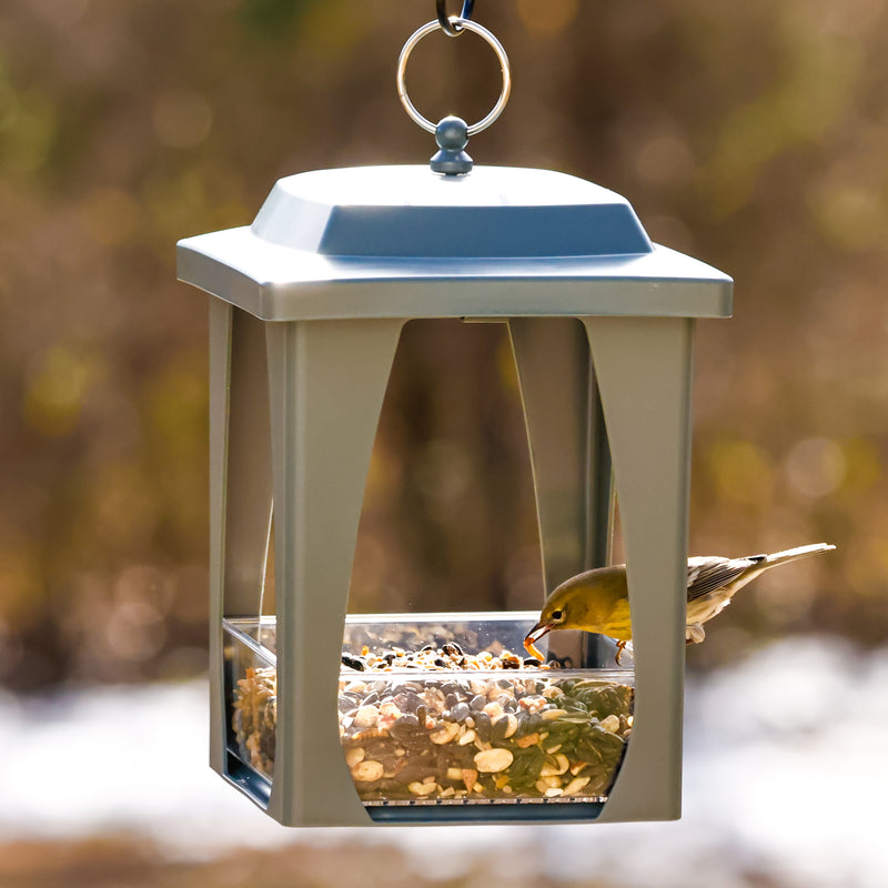 Load image into Gallery viewer, Dine-in Hanging Plastic Fly Through Bird Feeder - Grey