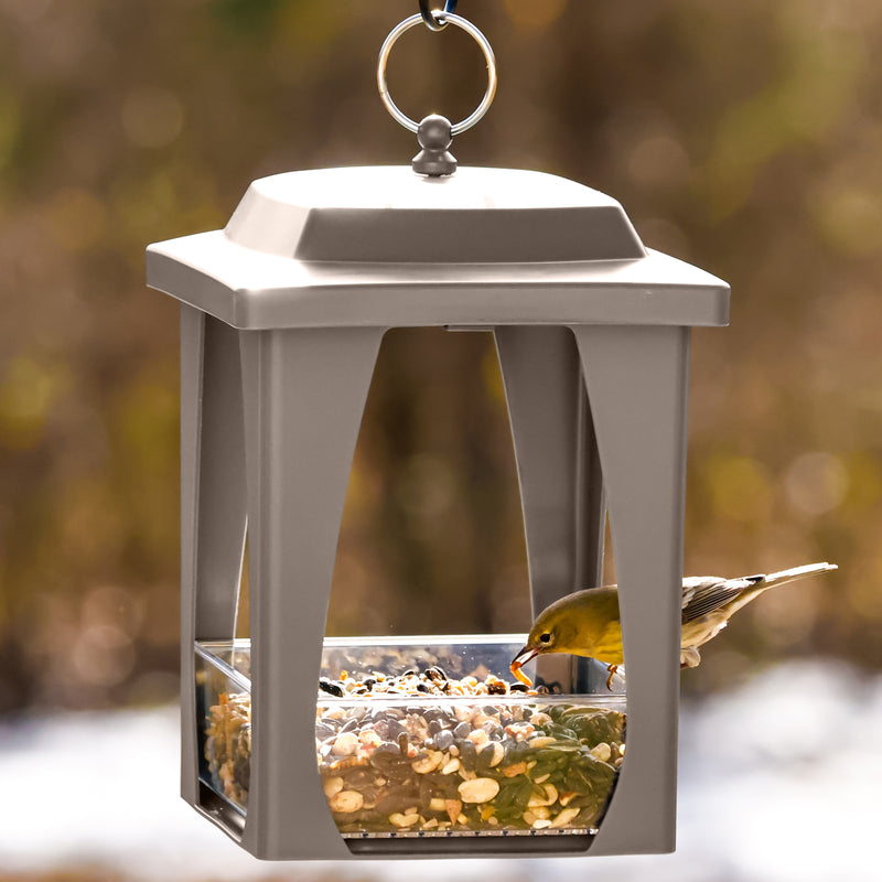 Load image into Gallery viewer, Dine-in Hanging Plastic Fly Through Bird Feeder - Tan