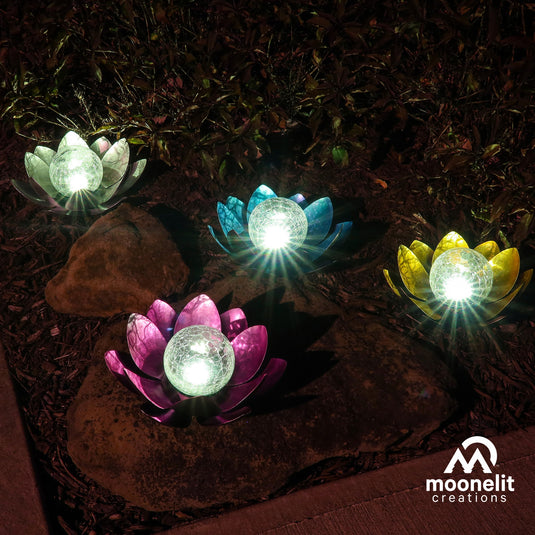 Lotus Flower Solar LED Garden Light - Silver