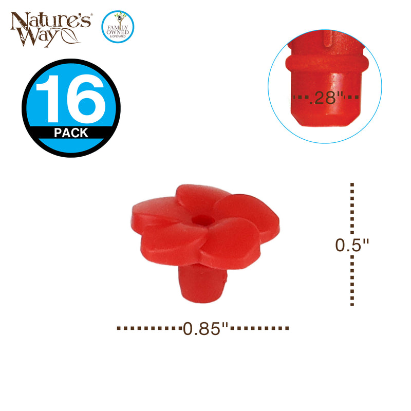 Load image into Gallery viewer, Red Impatiens Hummingbird Feeder Replacement Flowers w/ Cleaning Brush, 16 ct