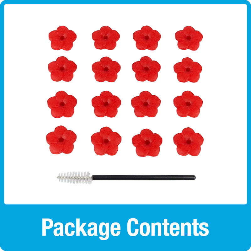 Load image into Gallery viewer, Hummingbird Feeder Replacement Flowers w/ Cleaning Brush - Impatiens, Red, 16