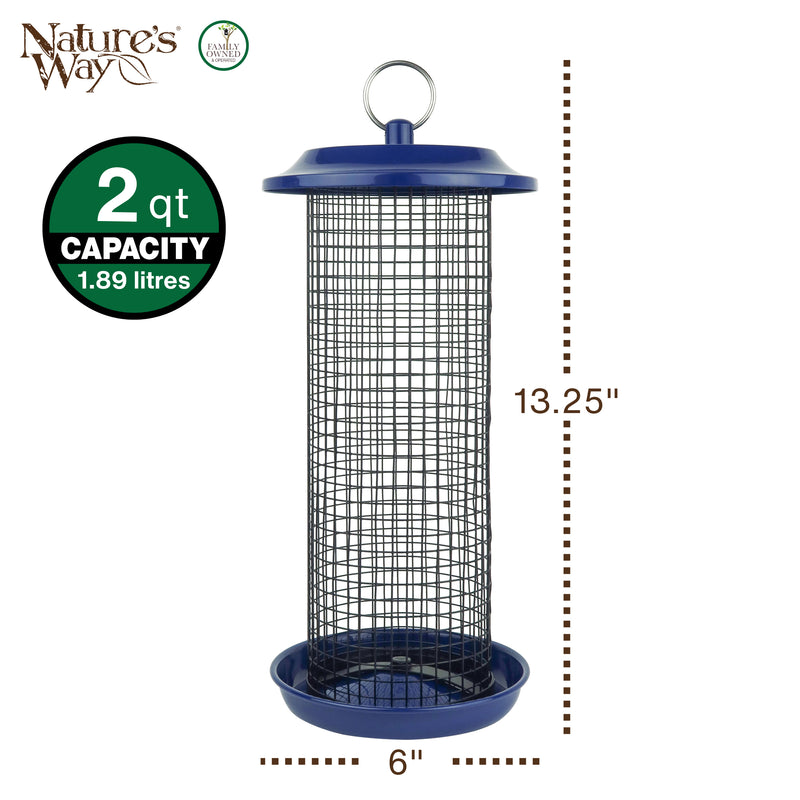 Load image into Gallery viewer, Cobalt Metal Mesh Mixed Seed and Peanut Bird Feeder