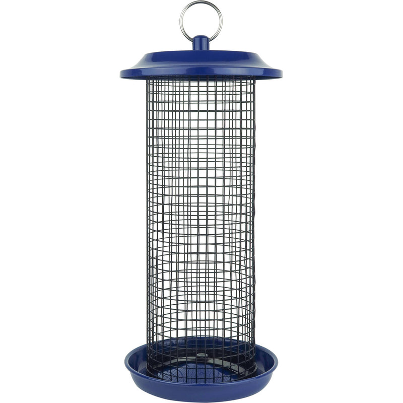 Load image into Gallery viewer, Cobalt Metal Mesh Mixed Seed and Peanut Bird Feeder