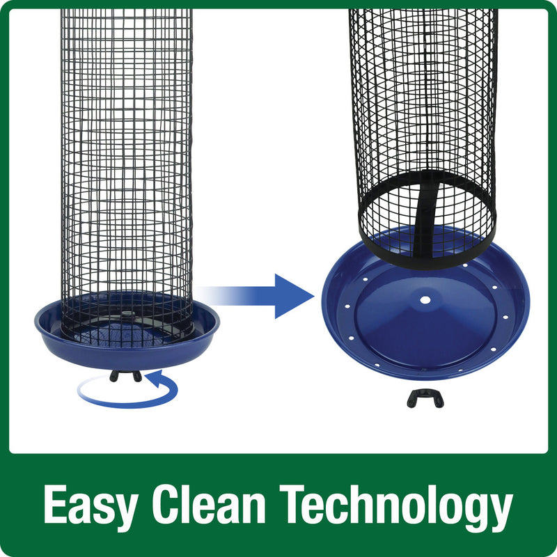 Load image into Gallery viewer, Cobalt Metal Mesh Mixed Seed and Peanut Bird Feeder