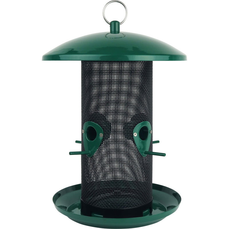 Load image into Gallery viewer, Perch If You Please Verdigris Metal Mesh Mixed Seed Bird Feeder
