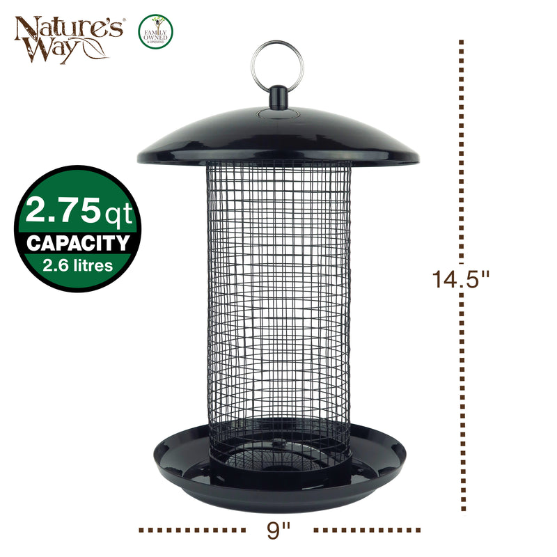 Load image into Gallery viewer, Midnight Metal Mesh Mixed Seed and Peanut Bird Feeder