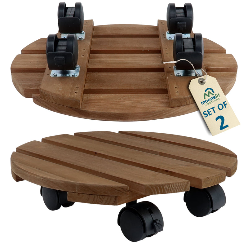 Load image into Gallery viewer, 2 Pack Fir Wood 12" Plant Caddy