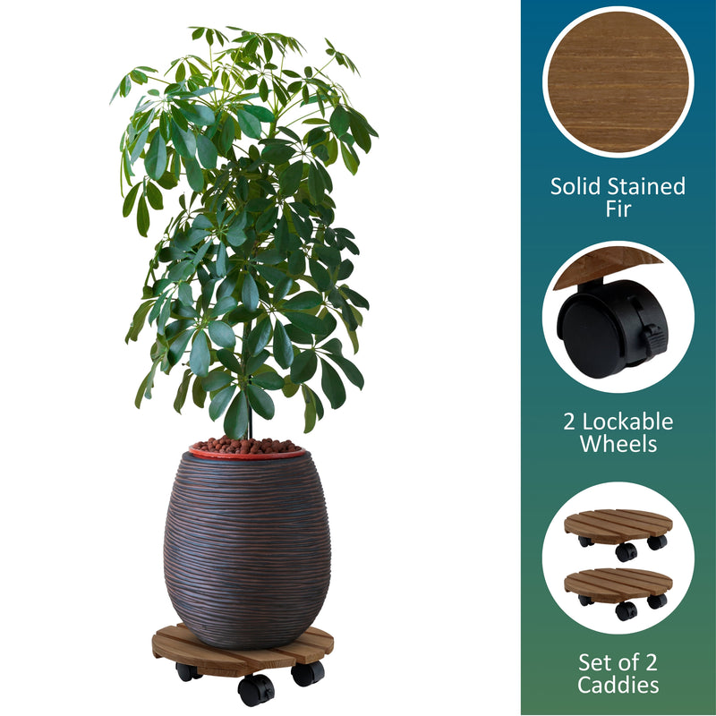 Load image into Gallery viewer, 2 Pack Fir Wood 12" Plant Caddy