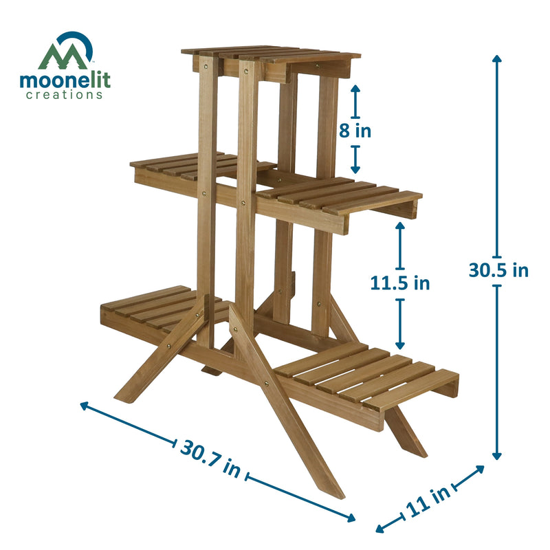 Load image into Gallery viewer, 3-Tier Wooden Plant Stand and Shelf
