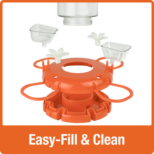 Orange Blossom Glass Oriole Feeder w/ Jelly Attachments