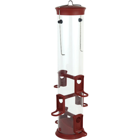 Large Plastic Tube Bird Feeder - Red