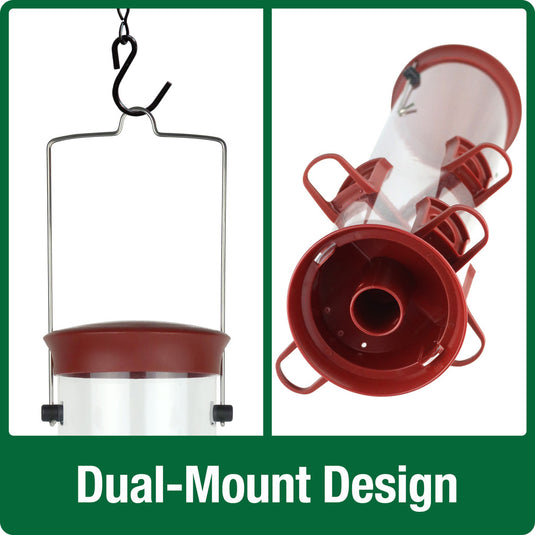 Large Plastic Tube Bird Feeder - Red