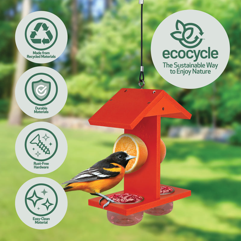 Load image into Gallery viewer, Citrus Sampler Recycled Plastic Orange and Jelly Oriole Bird Feeder