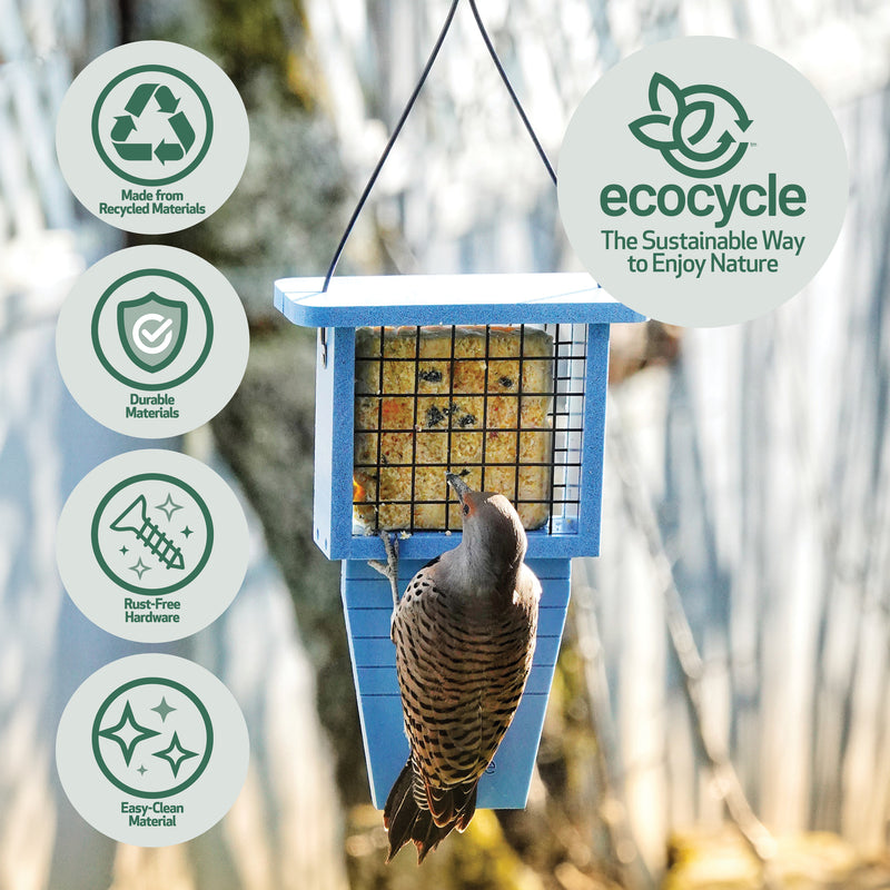 Load image into Gallery viewer, Suet Station Recycled Plastic Tail-prop Bird Feeder