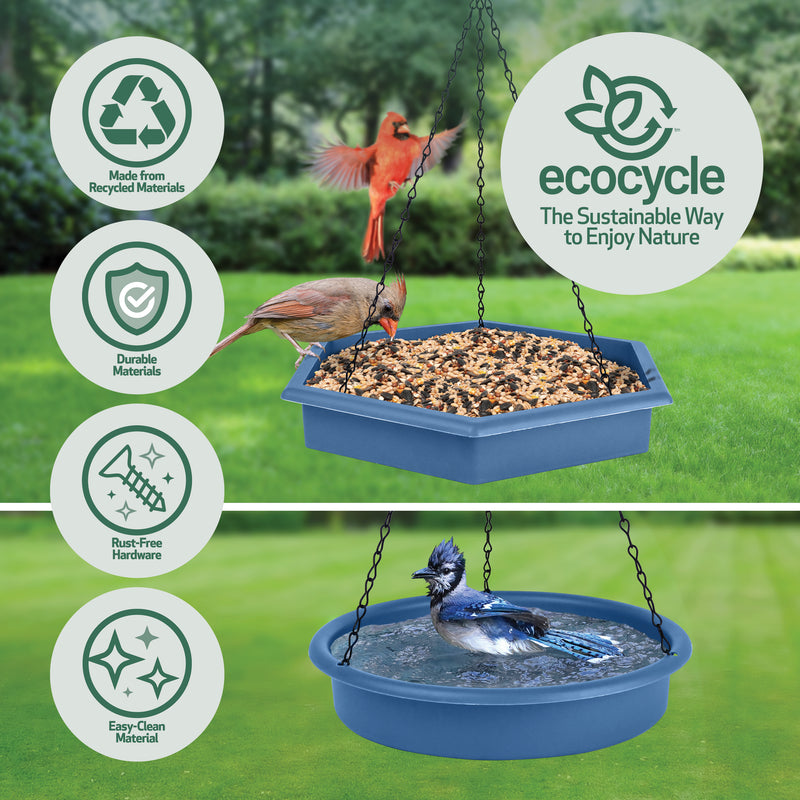 Load image into Gallery viewer, Combo Café 2-in-1 Recycled Plastic Bird Feeder and Bird Bath