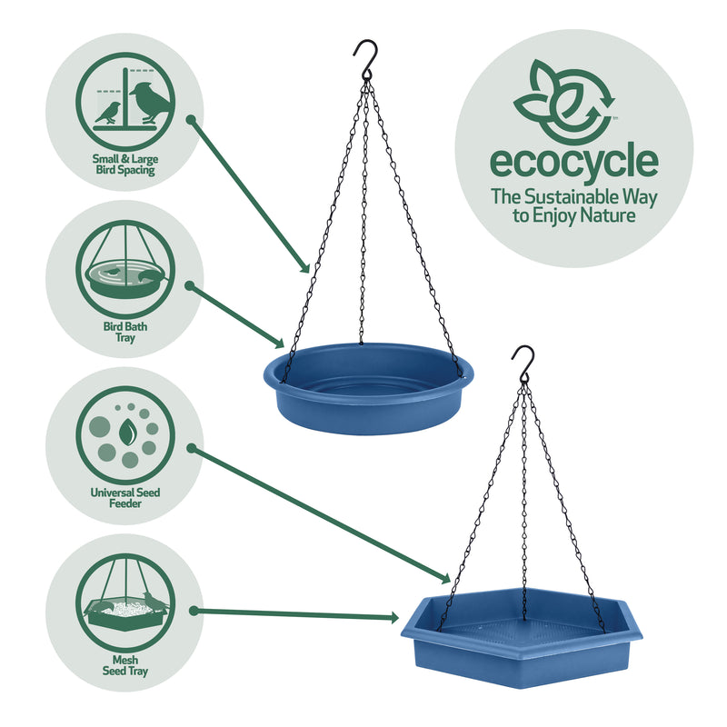 Load image into Gallery viewer, Combo Café 2-in-1 Recycled Plastic Bird Feeder and Bird Bath