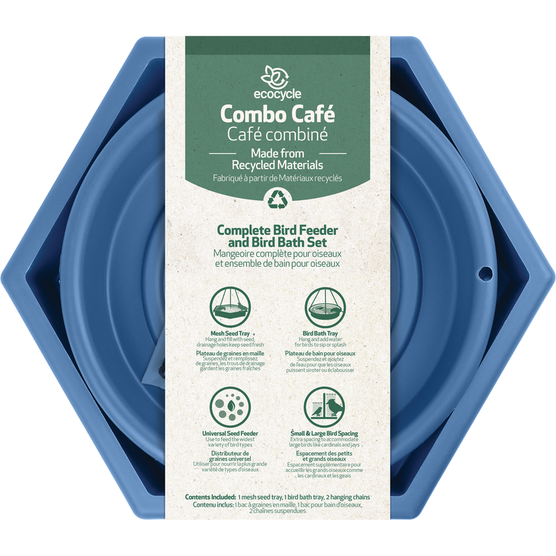 Load image into Gallery viewer, Combo Café 2-in-1 Recycled Plastic Bird Feeder and Bird Bath