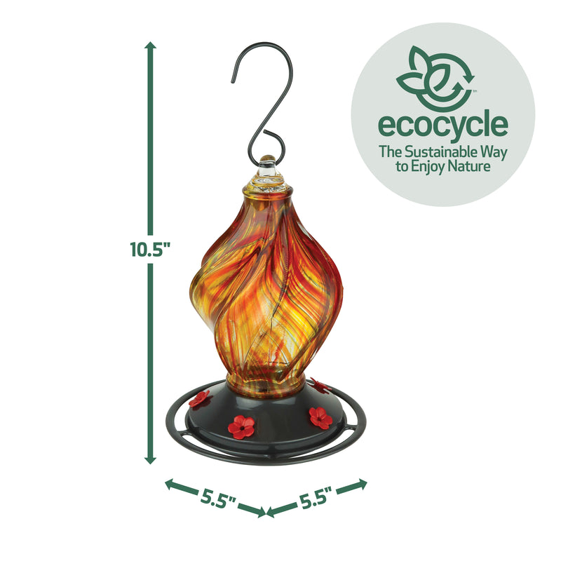 Load image into Gallery viewer, Sunburst Sipper Handblown Recycled Glass Hummingbird Feeder