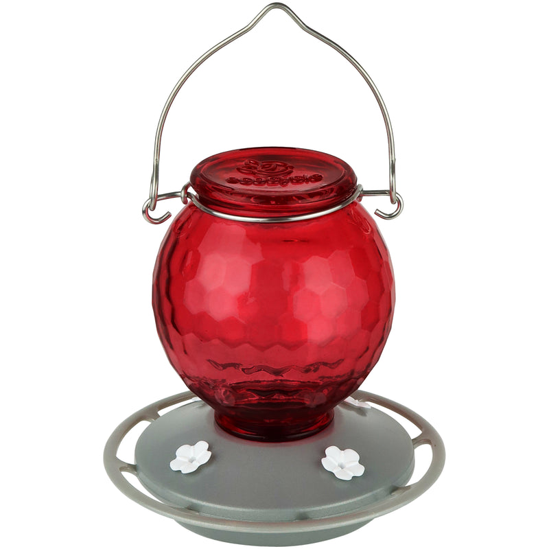 Load image into Gallery viewer, Crimson Comb Recycled Glass Hummingbird Feeder