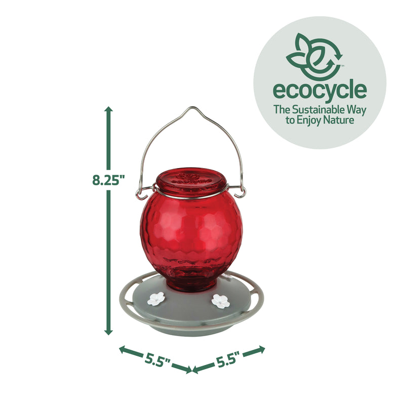 Load image into Gallery viewer, Crimson Comb Recycled Glass Hummingbird Feeder