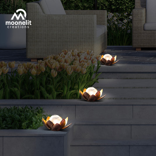 Lotus Flower Solar LED Garden Light - Gold