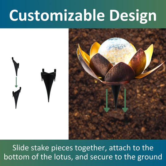 Lotus Flower Solar LED Garden Light - Gold